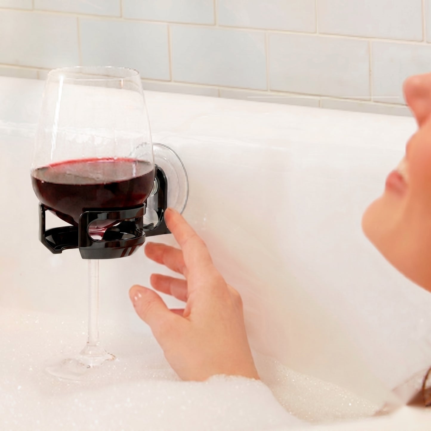 SipCaddy - The Original Shower Beer & Bath Wine Holder - Shower Caddy - Portable - Patented - American-made Suction Cup - Black
