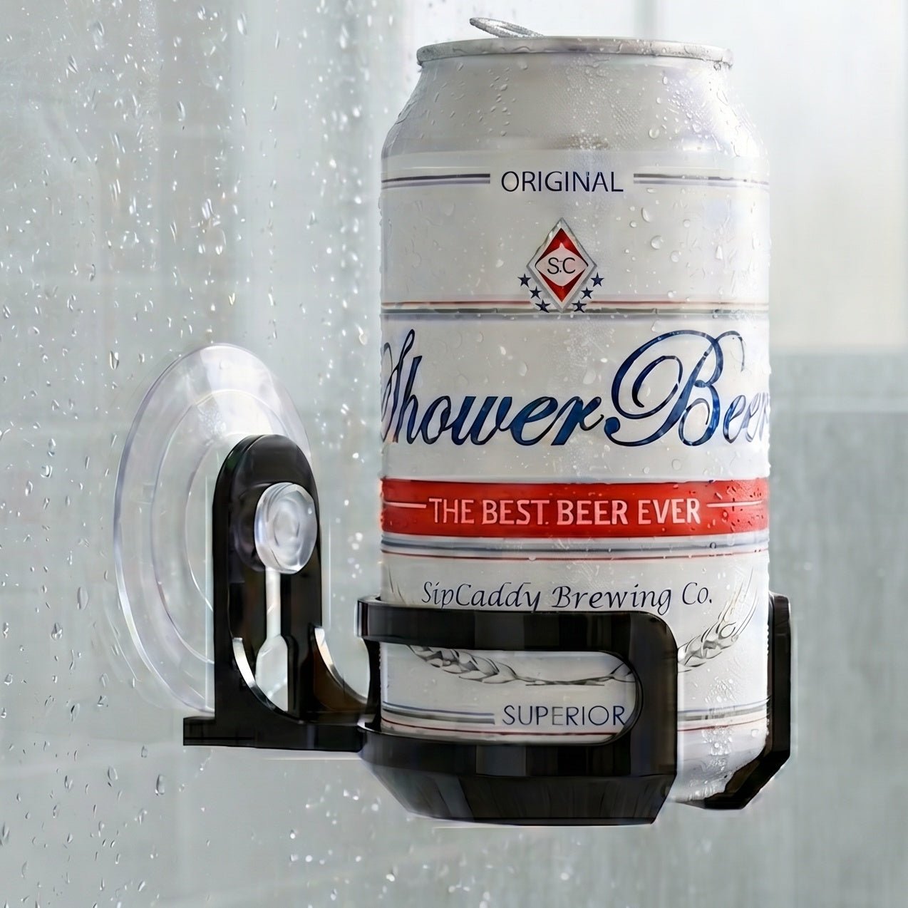 SipCaddy - The Original Shower Beer & Bath Wine Holder - Shower Caddy - Portable - Patented - American-made Suction Cup - Black
